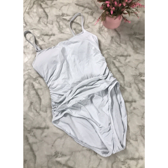 La Blanca Ruched Front Halter Strap One Piece Swimsuit Sz US 12 PADDED - Picture 1 of 7